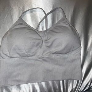 No Boundaries White Seamless Crop Top with Crisscross Back